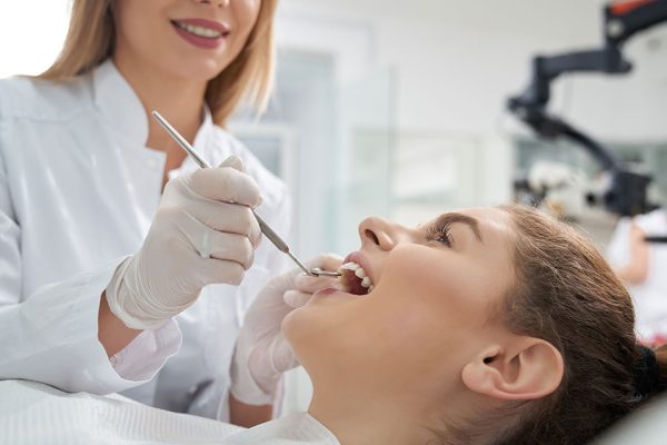 woman getting a dental checkup